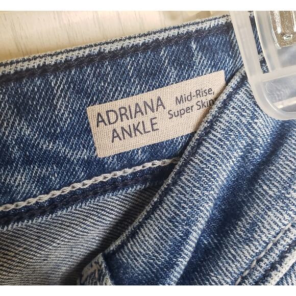 Mavi Adriana distressed mid rise skinny ankle jean raw hem size 25 - Picture 10 of 16